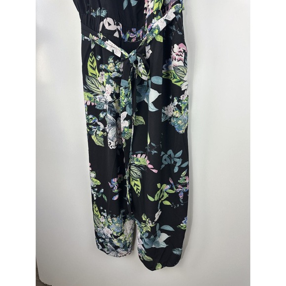 NWT City Chic Kalani Jumpsuit Tie Belt Black Blue Floral Pockets Plus Size M 18 - Picture 11 of 12